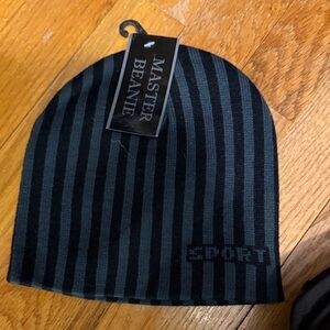 Black and Gray Striped Beanie